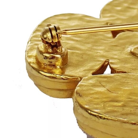 authenticity guaranteed CHANEL CC Logo Stone Pin Brooch GHW France - Picture 5 of 7